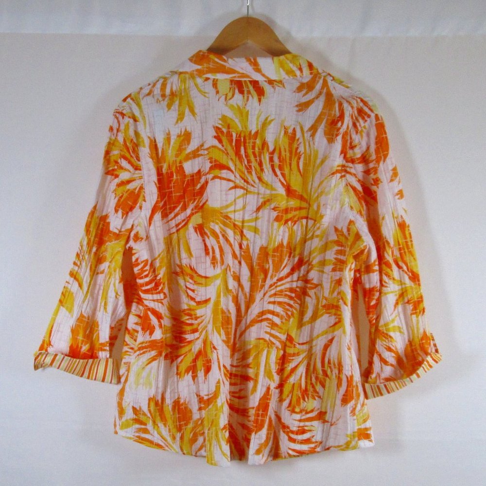Alfred Dunner Womens Floral Print Yellow\Orange\White Button Down Shirt … - Picture 2 of 8